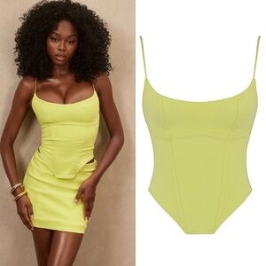 HOUSE OF CB Flavia Neon Sculpting Corset in Yellow Sz. Small NWT